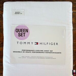 TOMMY HILFIGER Queen Cotton Performance Cooling Sheet Set 100% crisp cotton